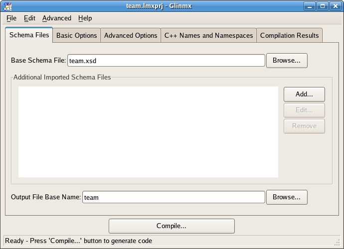 Glinmx GUI Interface for XML data binding for C++