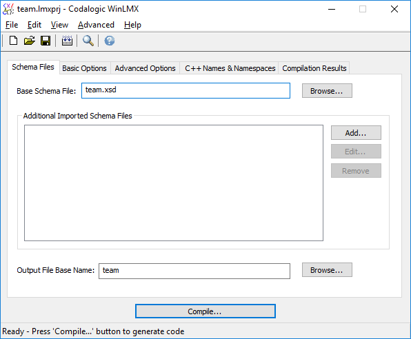 WinLMX GUI Interface for C++ XML data binding